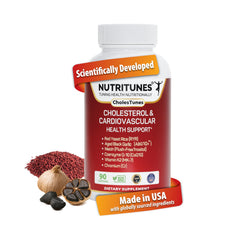 Nutritunes Cholesterol Support bottle front, a daily heart health companion.