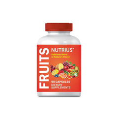Nutrius Fruits Delicious Blend bottle front showing 90 capsules for daily vitality