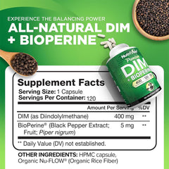 Close-up of Nutrivein DIM capsules for daily wellness routine.