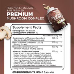 Nutrivein Premium 11 Mushroom capsules for cognitive clarity and calm.