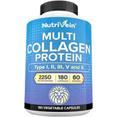 Nutrivein Premium Multi Collagen bottle highlighting a joint and skin support formula.