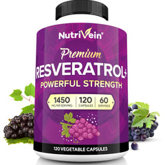 Nutrivein Resveratrol 1450mg bottle for daily vitality support