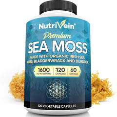 Nutrivein Sea Moss 1600mg bottle for easy daily wellness routine