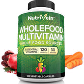 Nutrivein Whole Food Multivitamin for men bottle closeup promotes daily vitality
