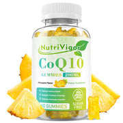 NutriVigor CoQ10 Gummies pineapple bottle for convenient daily energy support
