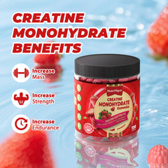NutriVigor creatine serving detail showing 4 gummies per dose.
