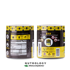 Shaker with Nutrology Lemonade BCAA mix, ready for pre- or post-workout.