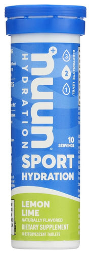 Nuun Active Lemon+Lime tablet dissolving in water for refreshing hydration.