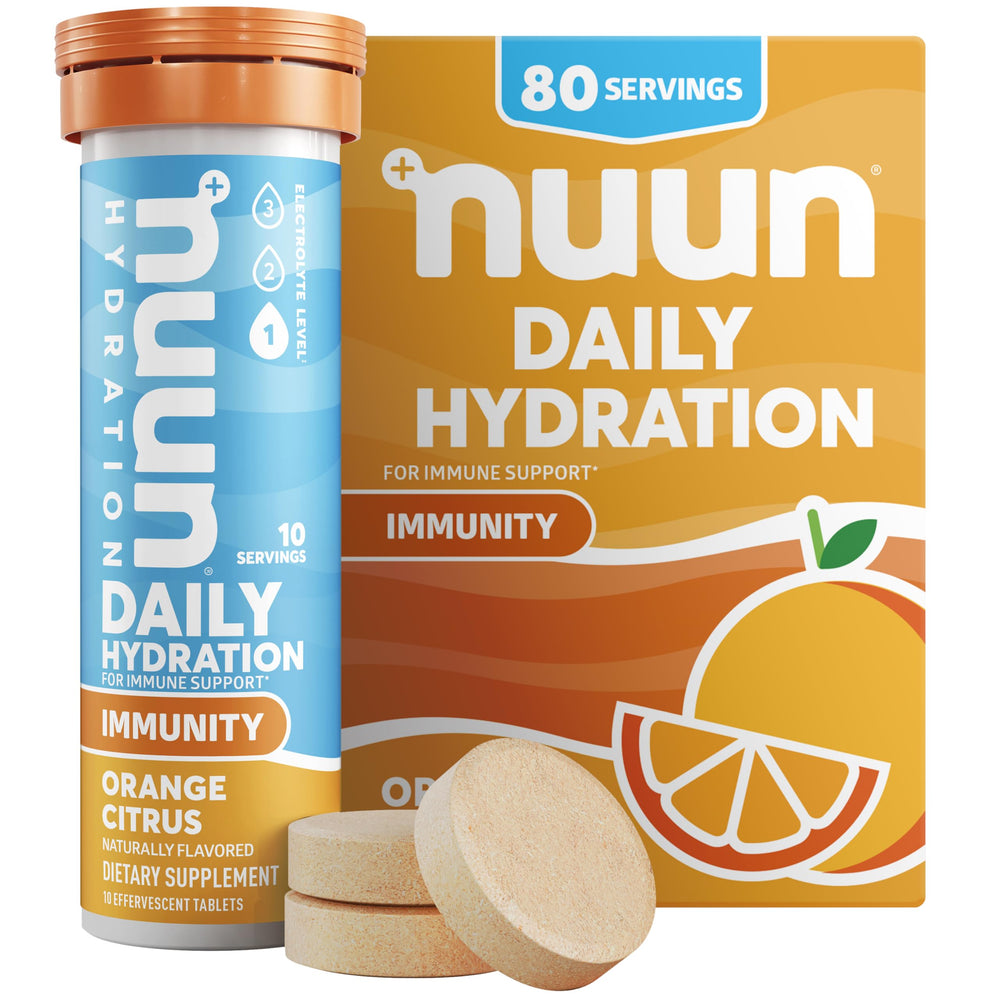Nuun Immunity orange citrus tubes ready for a daily hydration boost.