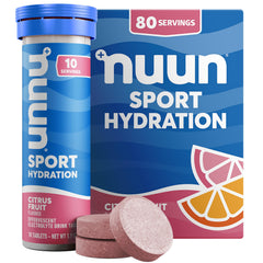 Nuun Sport Citrus Fruit tablets dissolving in water for refreshing hydration