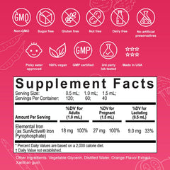 Daily dosing scene with Nuvamin iron drops for adults