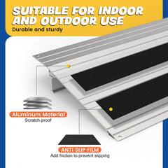 Nuvium Rise Threshold Ramp top flap adjustment, height flexibility for uneven thresholds.