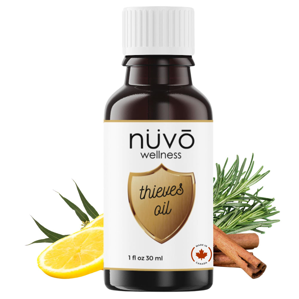 NUVO Thieves Oil 30ml bottle for aromatherapy and mood support.