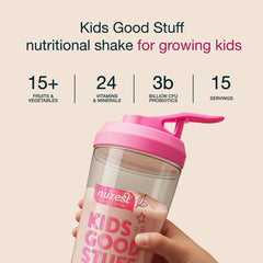 Nuzest Kids Good Stuff fruits and vegetables visual highlighting natural nutrients.