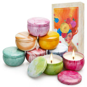 NVGCX 8-pack scented candles gift box with Paris-inspired art for festive home fragrance