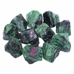 Nvzi raw ruby zoisite crystals close up showing natural color variation for a calming home display