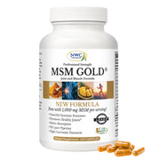 NWC Naturals MSM Gold bottle showing antioxidant‑rich formula for daily joint support.