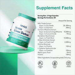 NYO3 milk thistle capsules close-up shows convenient daily herbal capsules.