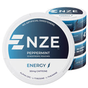 NZE Caffeine Nootropic Peppermint can front for quick energy on the go.