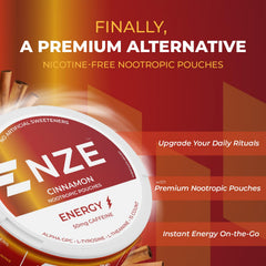 NZE Cinnamon can back shows nutrition label and sugar-free formula.
