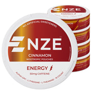 NZE Caffeine Nootropic Pouches Cinnamon can front view for quick energy.