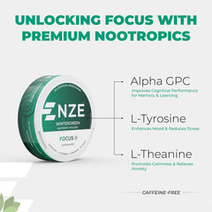 NZE Focus pouch dispensing into mouth for fast absorption.