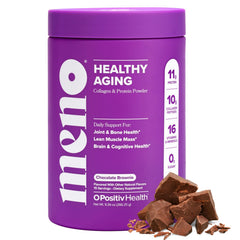 O Positiv MENO bottle pour shows chocolate brownie protein blend supporting joints