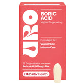 O Positiv URO boric acid vaginal suppository packaging for easy daily use.