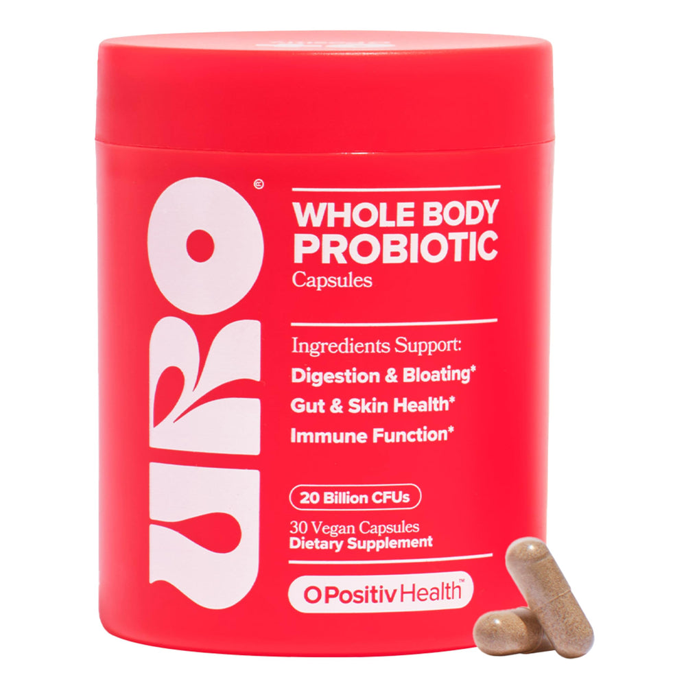 O Positiv URO Women’s Probiotic bottle with 30 capsules for vaginal and gut support.