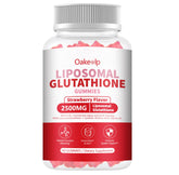 Oakevlp liposomal glutathione bottle highlighting high absorption for daily antioxidant support.