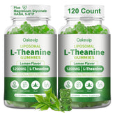 Oakevlp liposomal L-Theanine 1200mg gummies jar for easy daily relaxation.