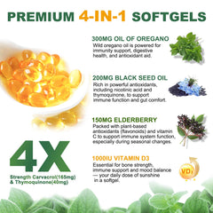 Close-up of Obill NuTrance softgels highlighting high potency oregano oil