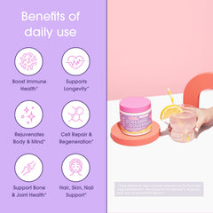 Obvi Collagen Peptide Colostrum Powder glass-mixed beverage showcasing versatile nutrition