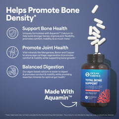 Ocean Essence Total Bone Support label highlights Aquamin and nutrients.