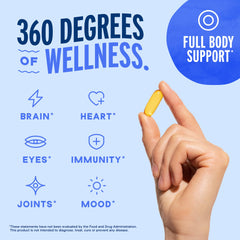 Oceanblue Omega-3 2100mg orange flavor label highlights pleasant taste