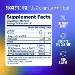 Oceanblue Omega-3 softgels close-up highlighting burpless orange flavor.