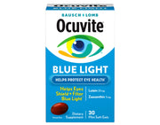 Ocuvite Blue Light softgels bottle closeup for daily screen-time eye support