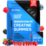 OFFPTE Creatine Monohydrate Gummies jar closeup highlighting vegan energy support
