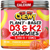 OH MY CHEWY center-filled vitamin D3 K2 calcium gummies bottle for daily wellness.