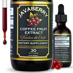 OhmYes Javaberry coffee fruit extract bottle showing natural energy support.