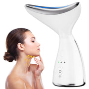 Okahila Face and Neck Massager front view with LED lights for at-home skincare