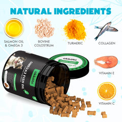 OKKÖBI Omega 3 chews chicken flavor for dogs during daily grooming