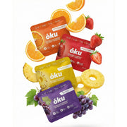 OKU functional energy chews travel pack close-up for steady focus