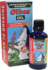 Olbas Massage Oil bottle close-up showing calming essential oils for massage