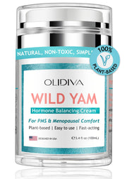 Olidiva Wild Yam Cream bottle pump for easy daily hormonal support
