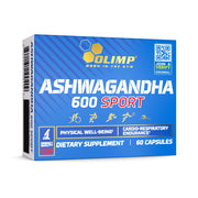 OLIMP Ashwagandha KSM-66 bottle front promoting daily balance through adaptogen support.