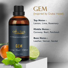 OliveTech GEM scent in amber bottle showcases premium packaging and long-lasting aroma.