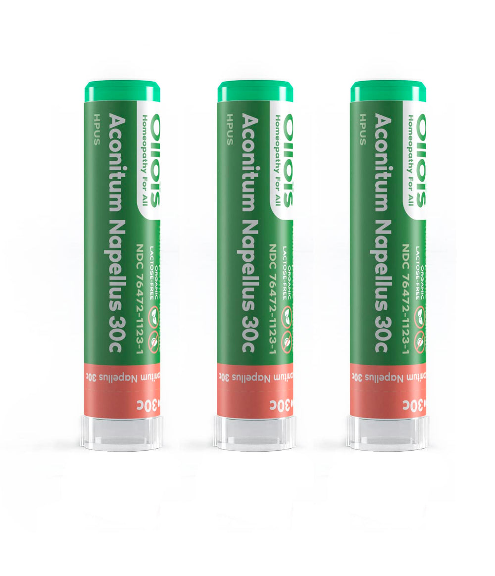 OLLOÏS Aconitum Napellus 30C bottle shows organic, lactose-free homeopathy for daily use.