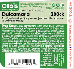 OLLOÏS Dulcamara 200ck pellets dissolving under the tongue for quick use.