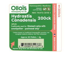 OLLOÏS Hydrastis 80 pellets tube with melt-away pellets for easy dosing.